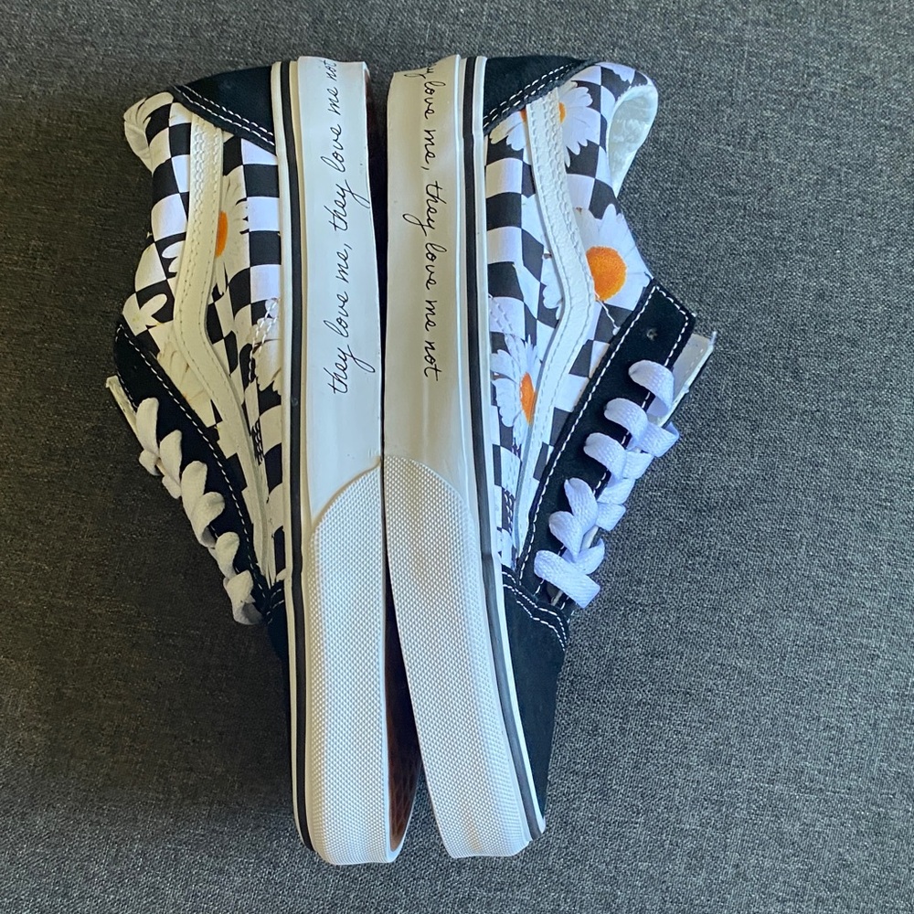 Vans Womens flower Checkered Sneakers size 7.5 - Picture 5 of 11